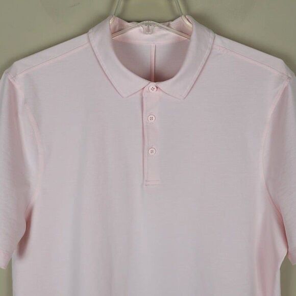 Lululemon Size L Evolution Short Sleeve Polo Oxford Strawberry Milkshake Pink - Picture 4 of 12
